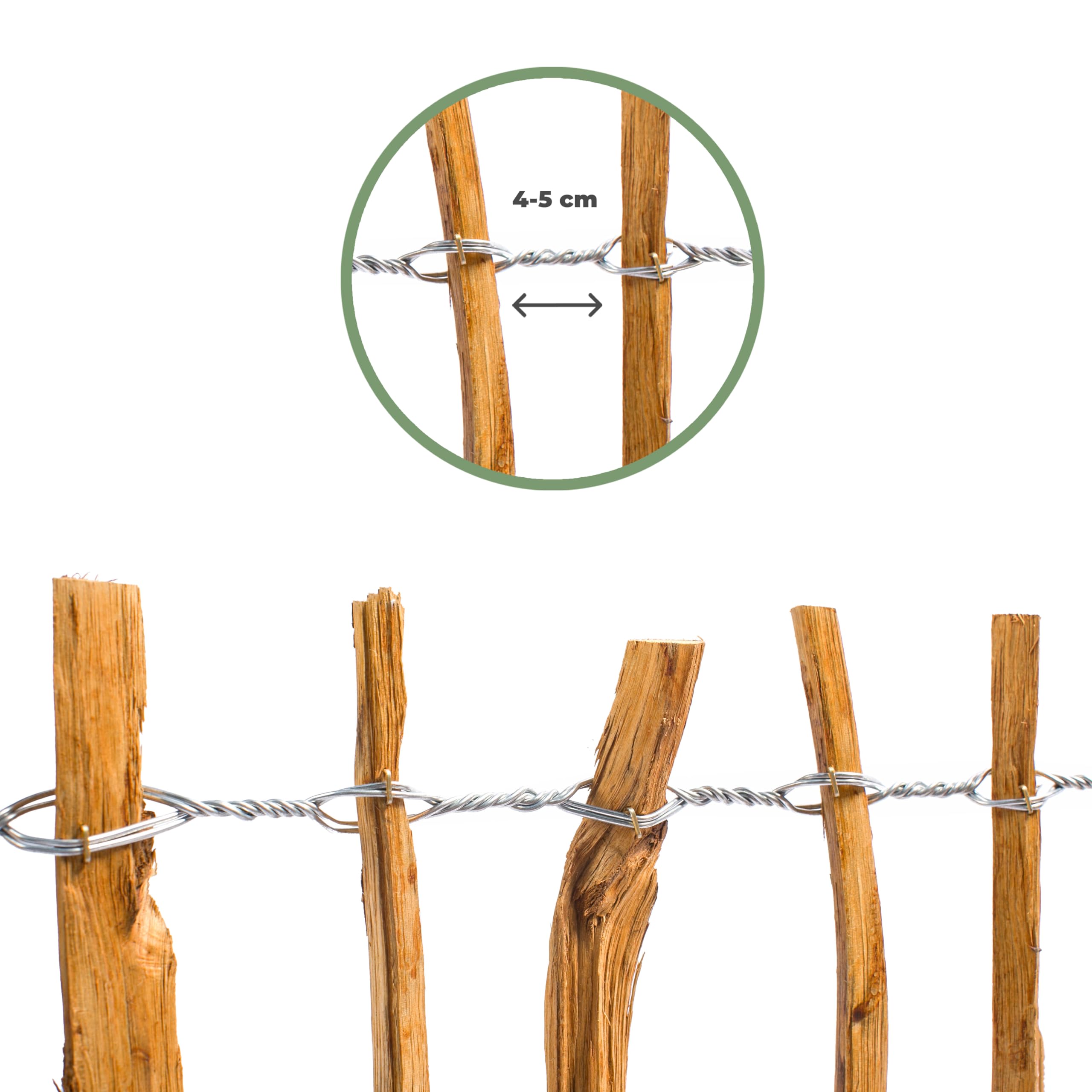 BOGATECO Clôture En Bois Avec Corde De Jute - Clôture à Voile De 6 M - 13 Longueurs Différentes - Kit De Montage Inclus - Douille De Sol Avec Plaque De Cheville