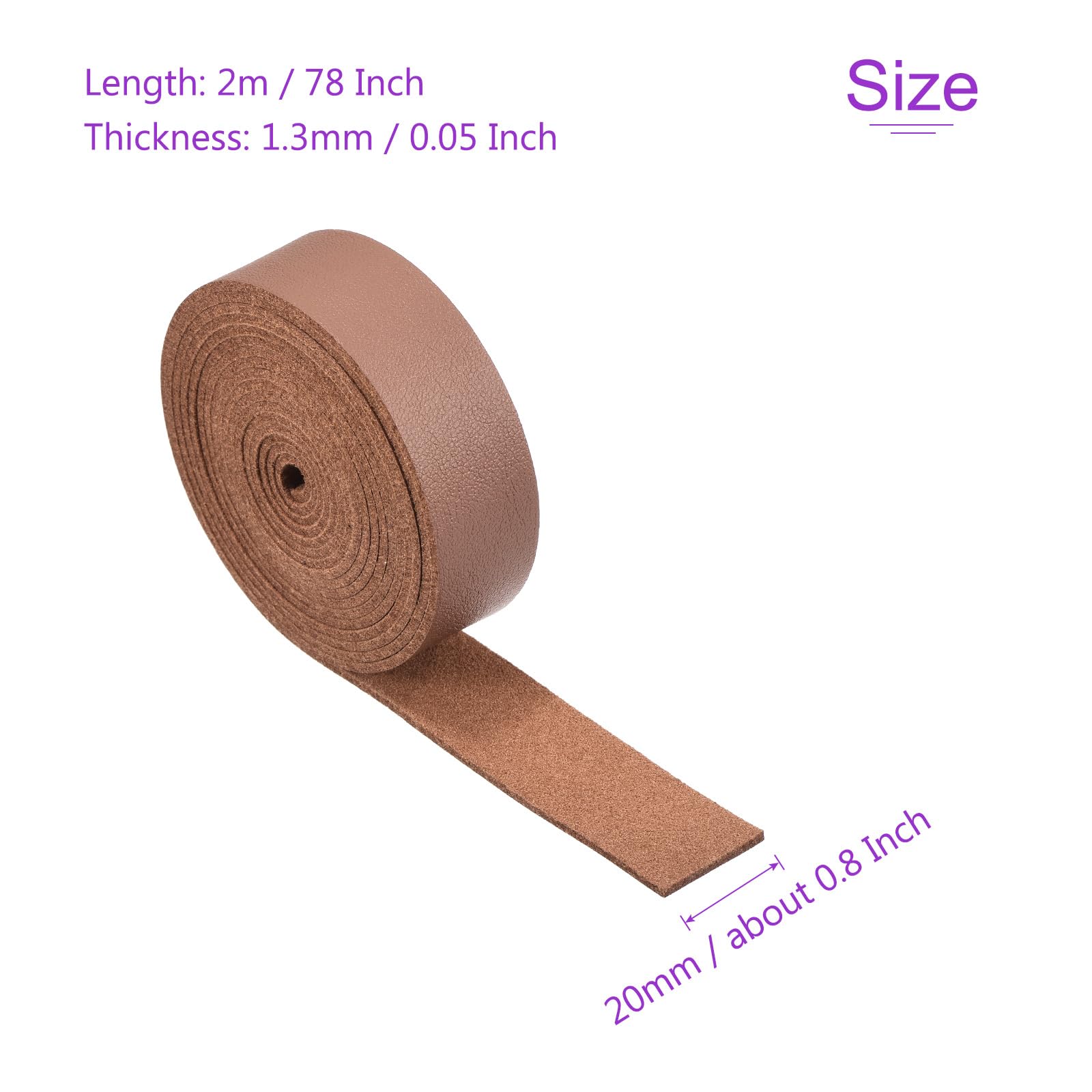 DMiotech Red Brown Faux Leather Strap 0.8 Inch Wide 78 Inch Long Flat Leather Belt Strip 1.3mm Thick Single Sided Cord for Arts Craft DIY Traction Ropes - Image 3