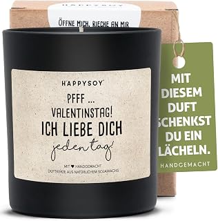 HAPPYSOY Valentinstags-Kerze mit einzigartigem Duft, Valentinstaggeschenk, handgemacht, Geschenk zum Valentinstag mit liebevollem Spruch, Geschenkidee für Frauen & Männer