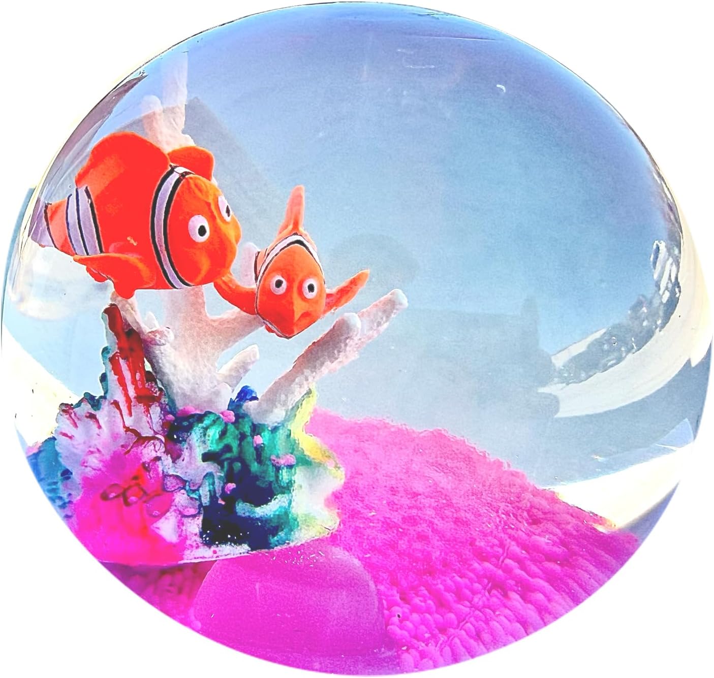 Big Ocean Stress Ball - Cool Floating Coral Rock Fish and Glitter Aquarium Sensory Squishy Nice Squeeze Fidget Cute Squish Toy - 3.5" Ball