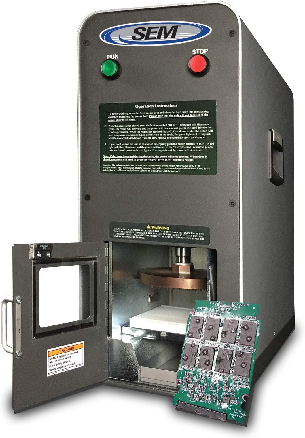 SEM Model 0101 with SSD Kit for HDD and SSD Destruction