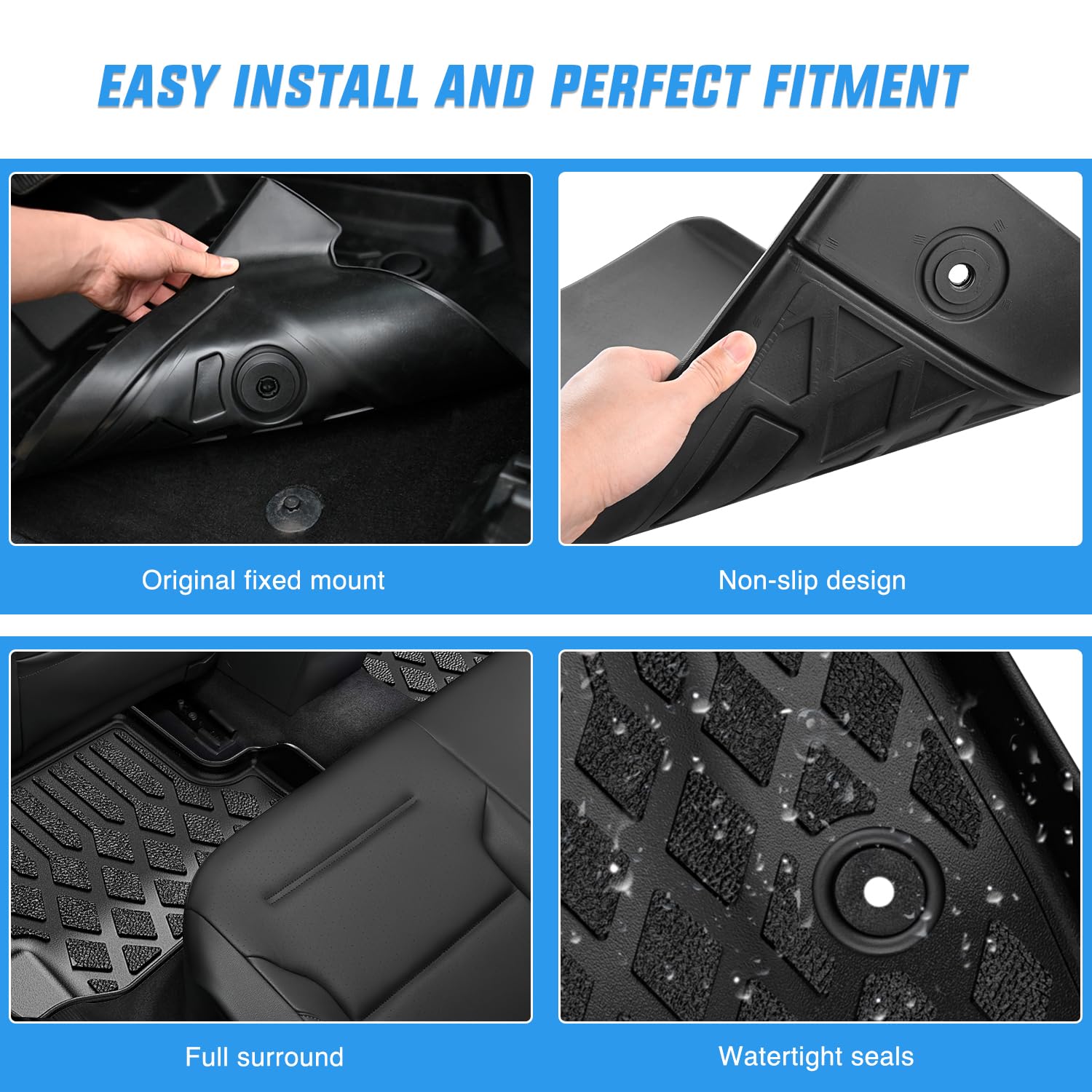 Nilight TPE Floor Mats for Subaru Outback Legacy 2010 2011 2012 2013 2014 All Weather Custom Fit Heavy — view 4