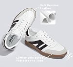 LUCKY STEP Femmes Classique Rétro Gum Sole Mode Sneakers Casual Tennis Skate Shoe véritable cuir marche Chaussures Anti-dérapants
