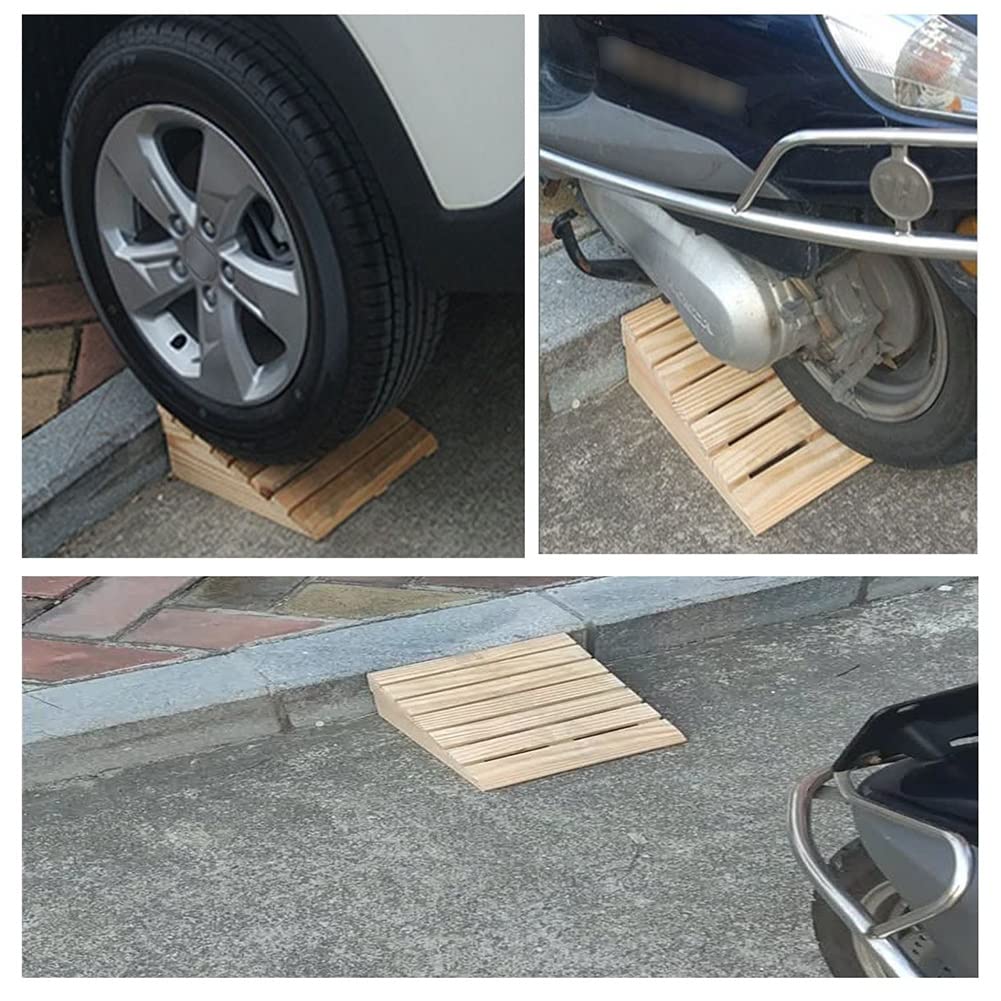 XXIOJUN Rampa De Umbral De Madera, Rampas De Bordillo Escalonadas para Exteriores, Pino Antideslizante No Asistido por Agua Cuesta Arriba, Rampa De Acceso para Carro De Silla De Ruedas
