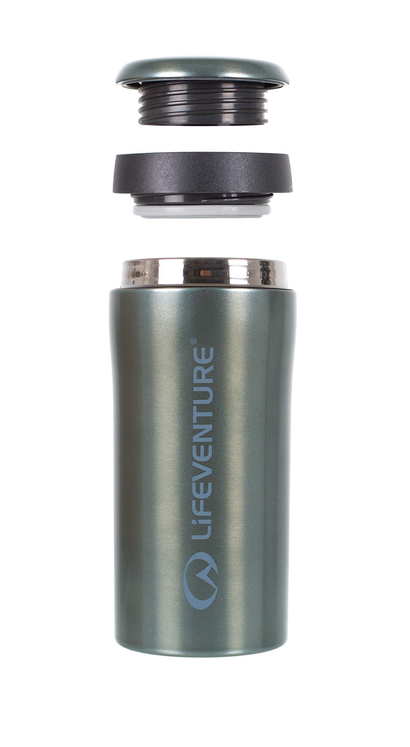 Lifeventure, Insulated & Leakproof Travel, 300ml Thermal Mug, Gloss Tungsten