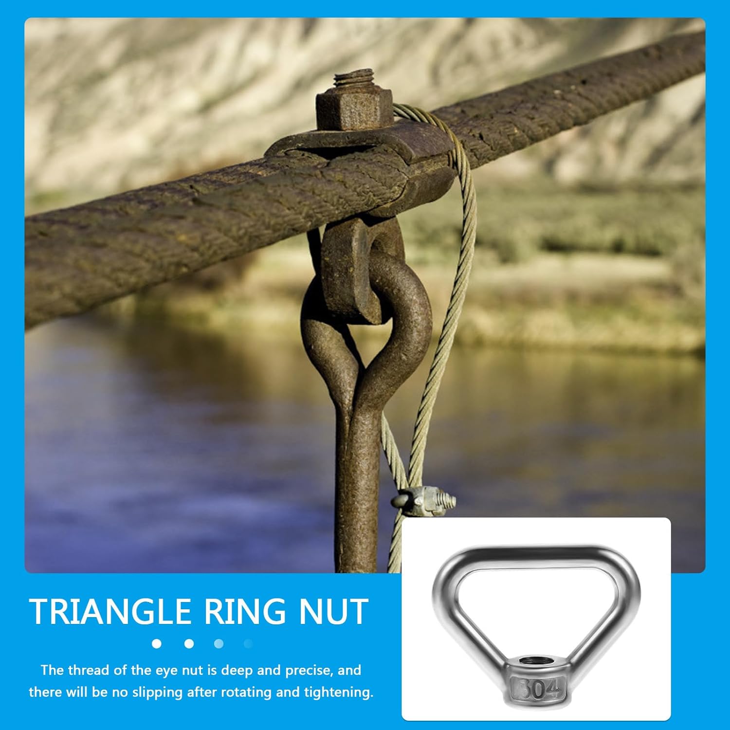 Triangle Ring Nut 304 Stainless Steel Threaded Nut Heavy Duty Lifting Eye Sturdy Corrosion Resistant Industrial Fastener for Rigging and Lifting Applications