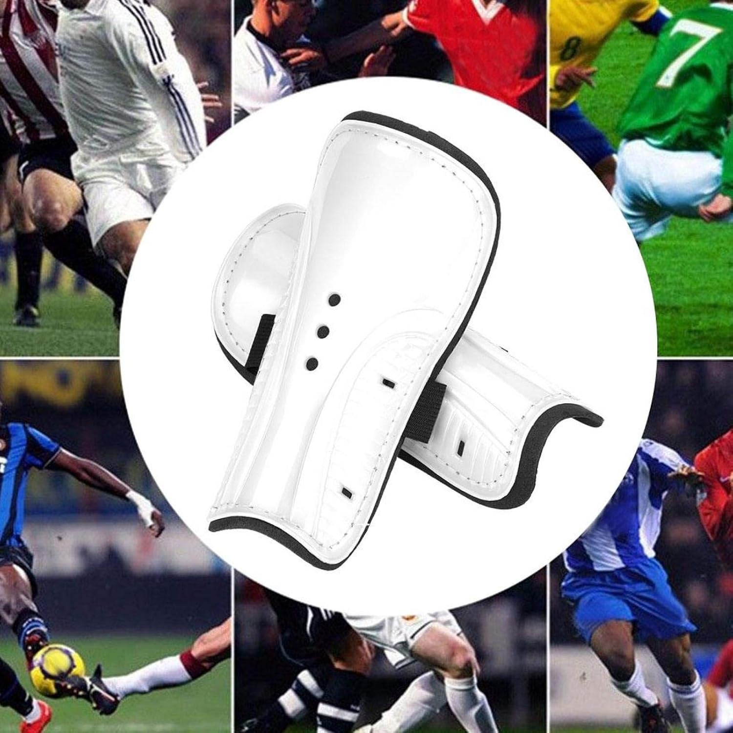 Pwshymi Football Shinguards Adult Child Shin Pads PVC Legs Protect for Sports Training 4 Colors Soccer Shin Guards Sleeves (White) - Image 4