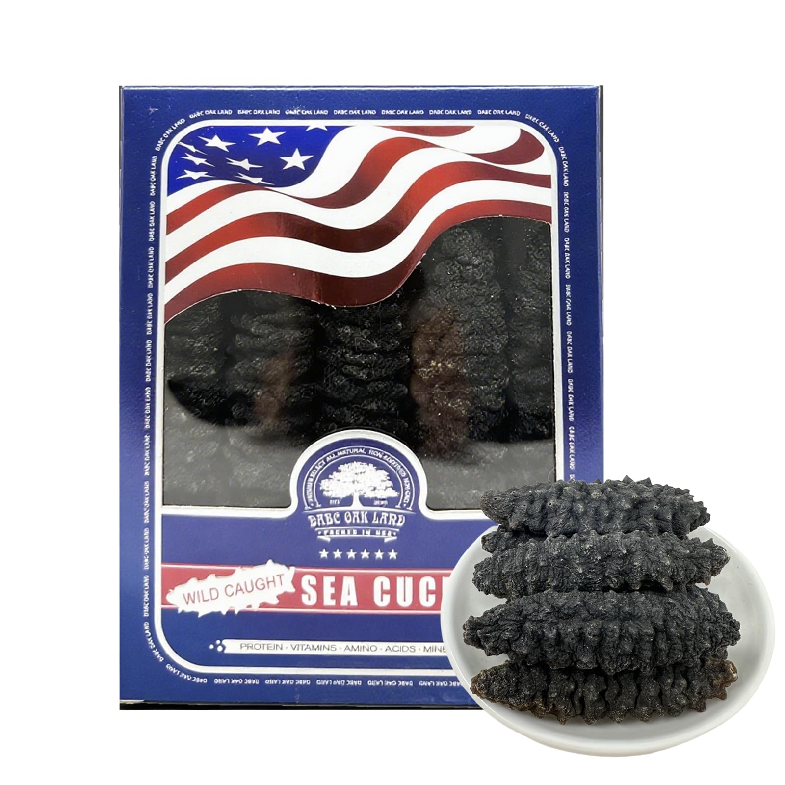 DABC OAK LAND Dried Wild Sea Cucumber, Natural South American Sun Dried Sea Cucumber, Premium Deep Sea Wild Caught Nutritious Rich In Protein,