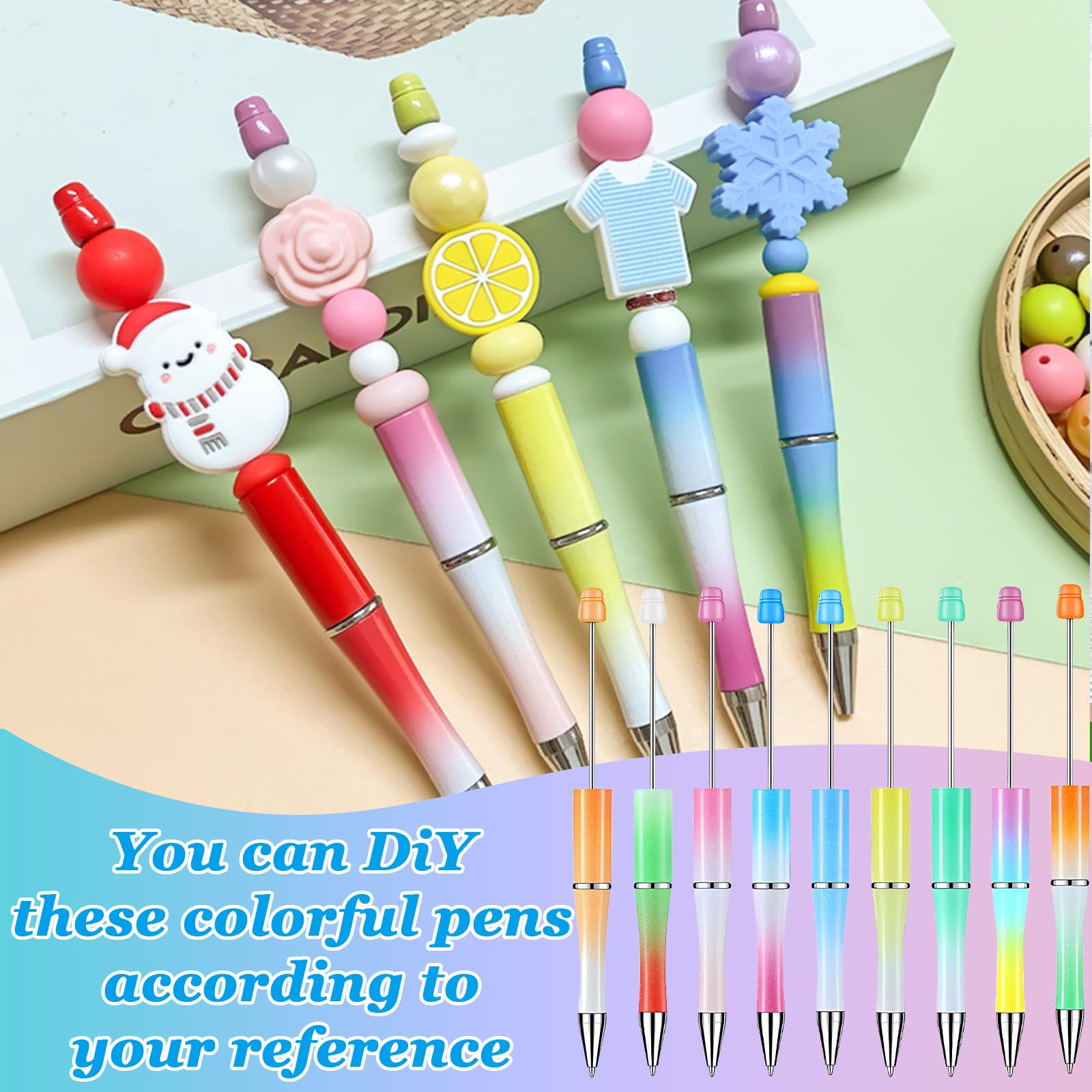 YFNVH 52 Piece Beadable Writing Set including 48 Plastic Ballpoint Pens - Image 4
