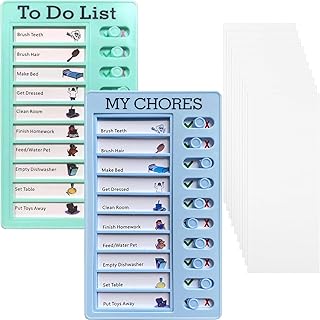 2 tableros de lista de verificación para notas, planificador diario para niños, planificador de rutina con 10 tarjetas e...