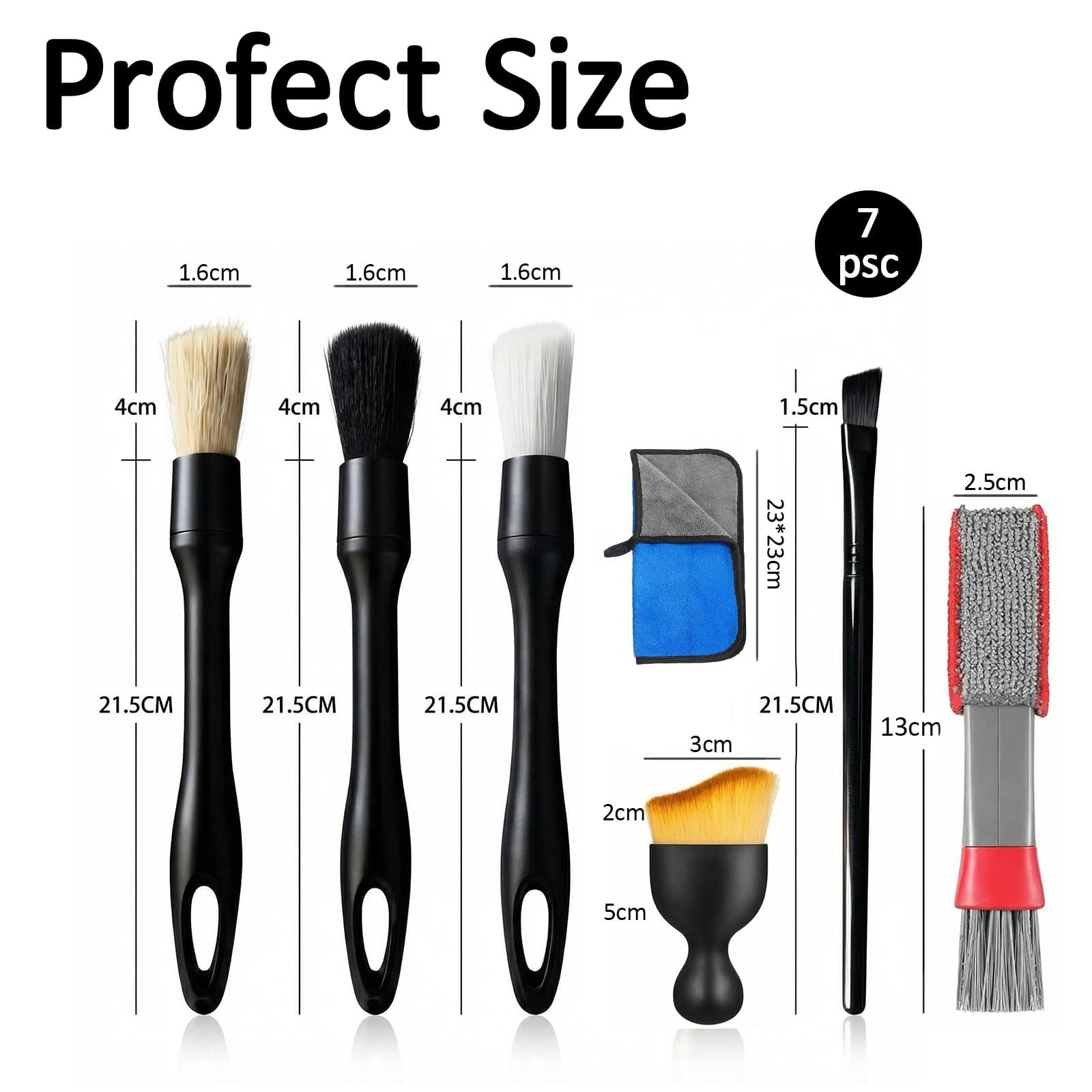XiDeShop Set de 7 Cepillos de Limpieza para Autos - Kit de Detallado para Llantas, Interiores de Vehículos, Ventilaciones, con Toalla de Microfibra Ultra Absorbente para un Cuidado Completo — view 2