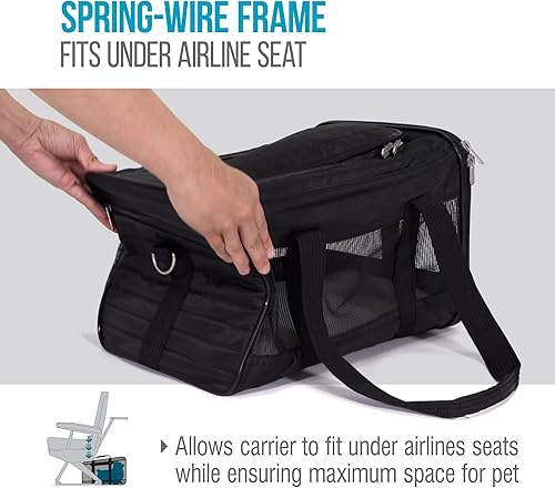 Miniatura 7 de Sherpa Transportador de mascotas aprobado por aerolíneas con marco de alambre de resorte, transportador de gatos y perros para viajes en la cabina,