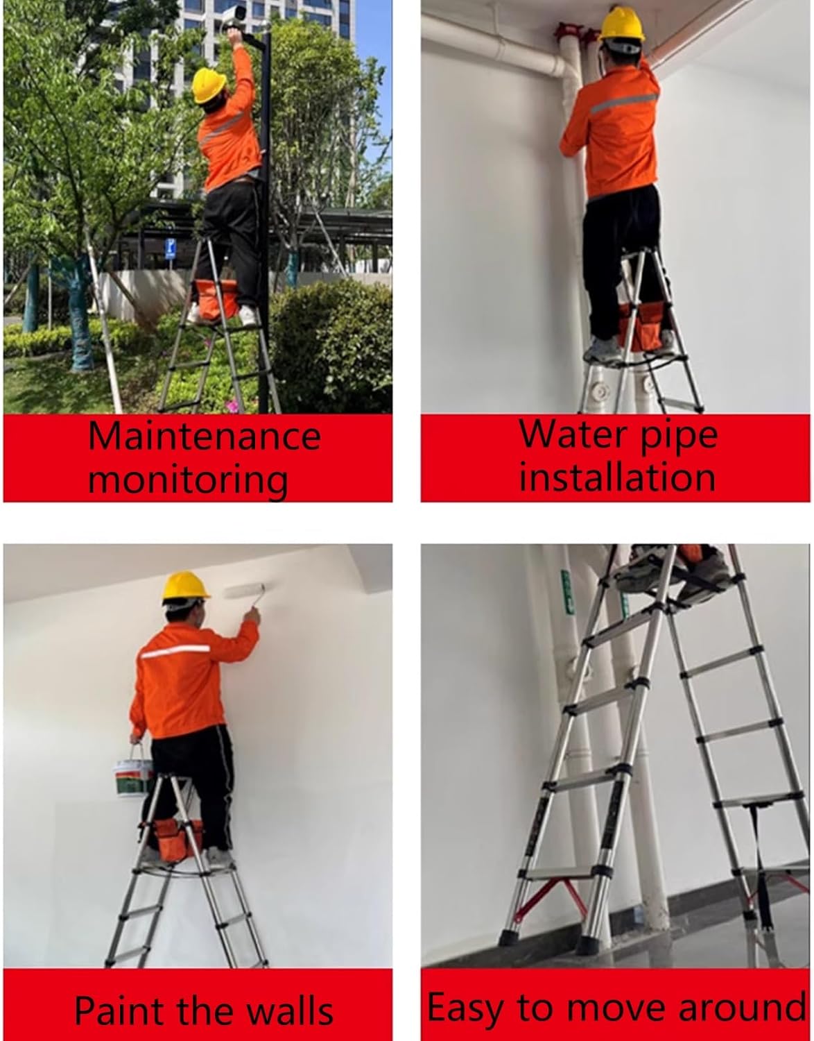 Telescopic Ladder Aluminum Alloy Material Height Adjustable Foldable Storage Folding Ladder Stable and Durable Not Easy to Shake(1.4m)