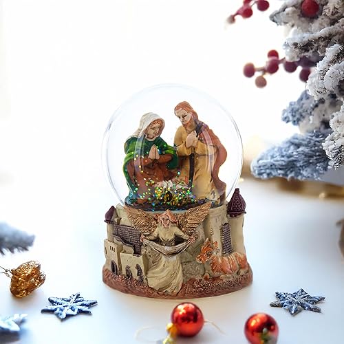 Miniatura 2 de Belén y ángel guardián divino musical agua nieve globo