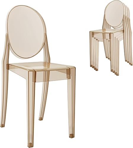 Sillas apilables de acrílico fantasma para eventos, juego de 4 (ámbar)