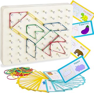 VingaHouse Montessori Toy from 3 4 5 6 Years – Geoboard – Geoboard Wood – Promotes Spatial Thinking and Imagination – A Happy Gift for Children Aged 3+ Years