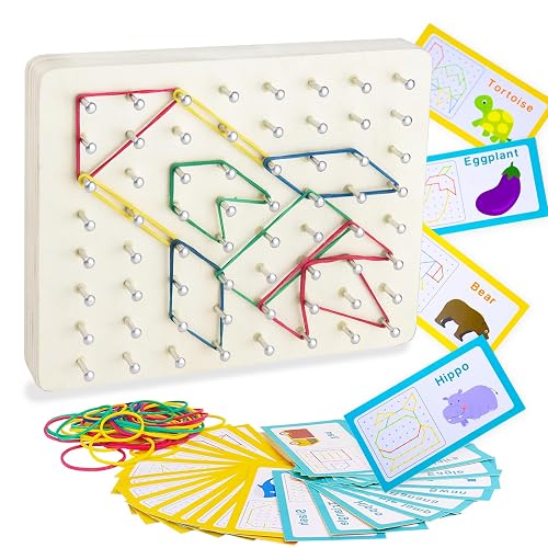 VingaHouse Geoboard de Madera, Educativos Montessori Juguetes 3 4 5 6