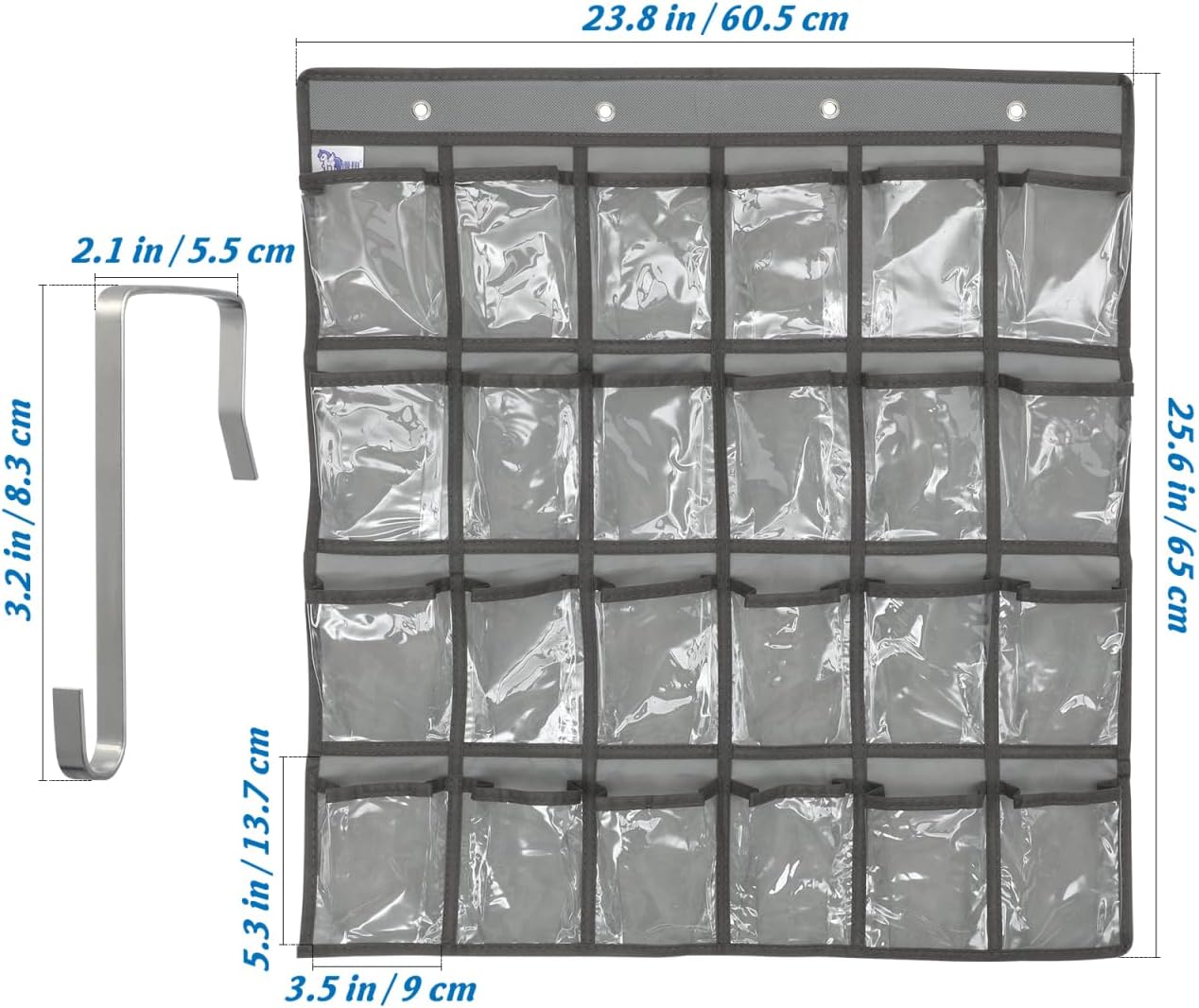 DOITOOL 24 Clear Pockets Classroom Pocket Chart for Cell Phones, Over the Door Hanging Organizer, Transparent Cell Phone Holder Organizer for Classroom, Calculator Pouch, Wall Jewelry Storage image 4
