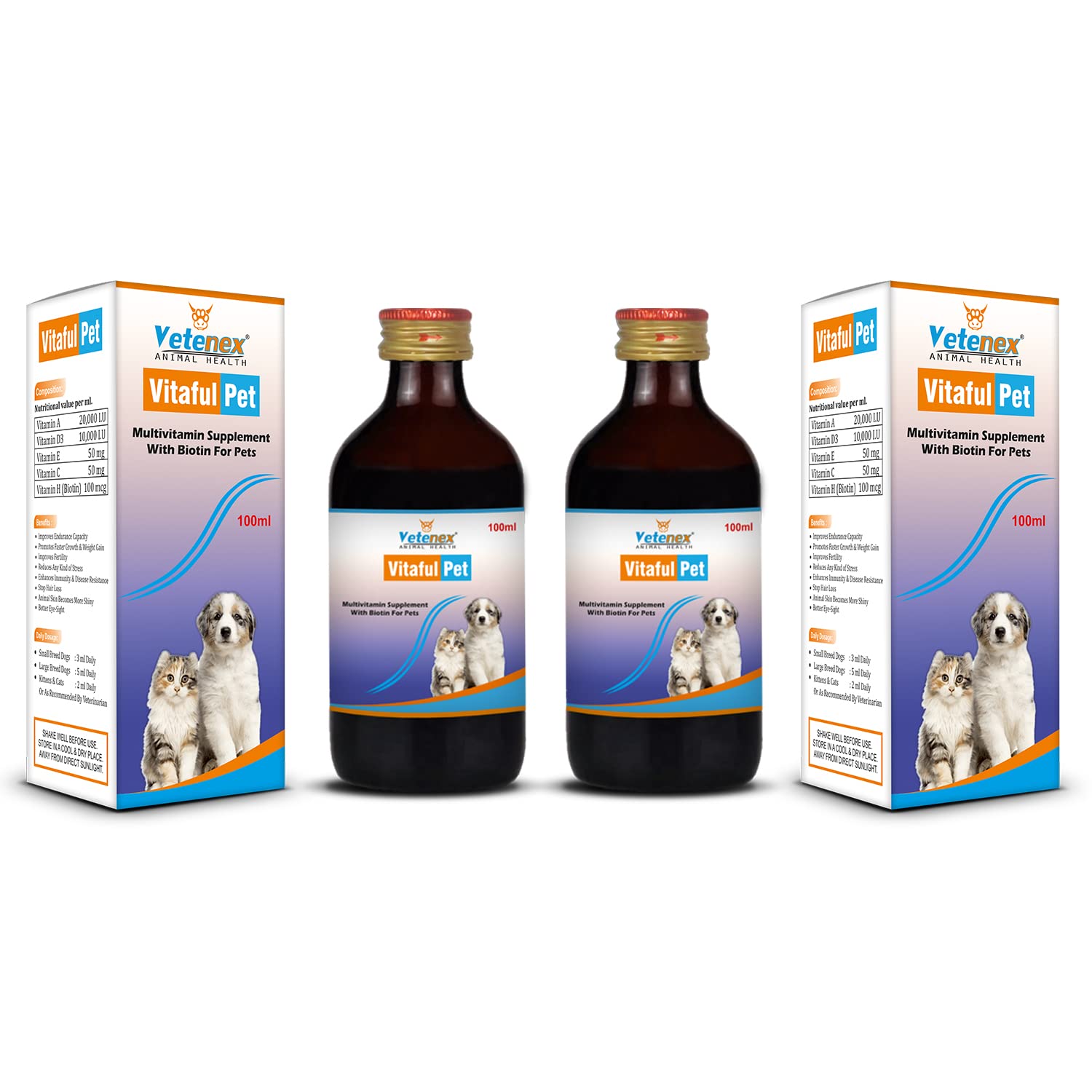 VETENEX Vitaful Pet - Multivitamin Supplement Syrup with Biotin for Dogs, Puppy and Cats (100ml x 2) Combo - Pack of 2 (B0BMVZF9S5) Amazon Price History, Amazon Price Tracker