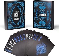 Vista 6 de ACELION Cartas de juego impermeables, cartas de plástico, baraja de cartas, tarjetas de póquer de regalo (negro)