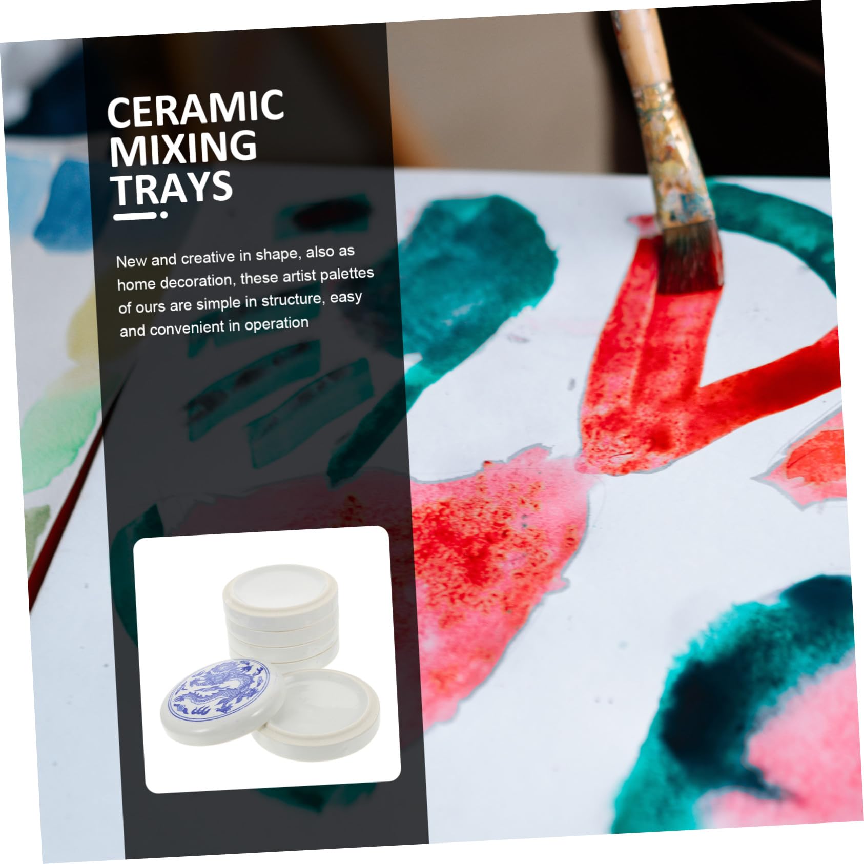 Homoyoyo Keramik Mischpalette Stapelbar Farbmischschalen Für Aquarell DIY Wasserfarben Praktisch Leicht Platzsparend Künstler Pigment Trays