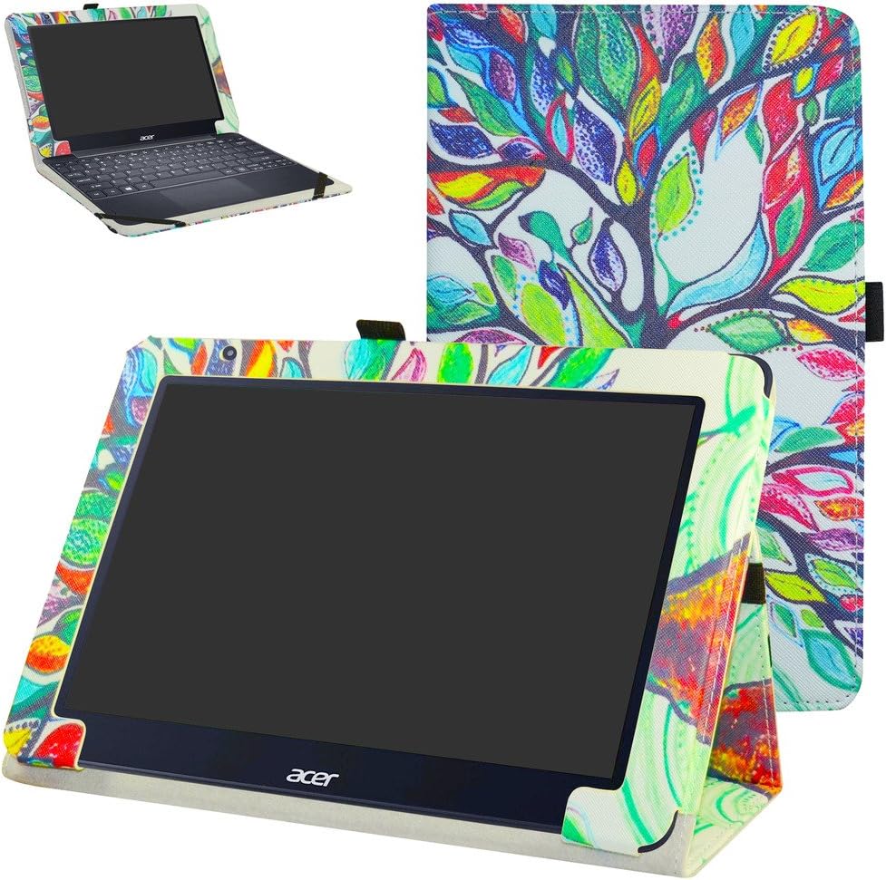 Acer One 10 S1003 Case,Mama Mouth PU Leather Folio 2-Folding Stand Cover for 10.1" Acer One 10 S1003 Windows 10 Tablet PC,Love Tree