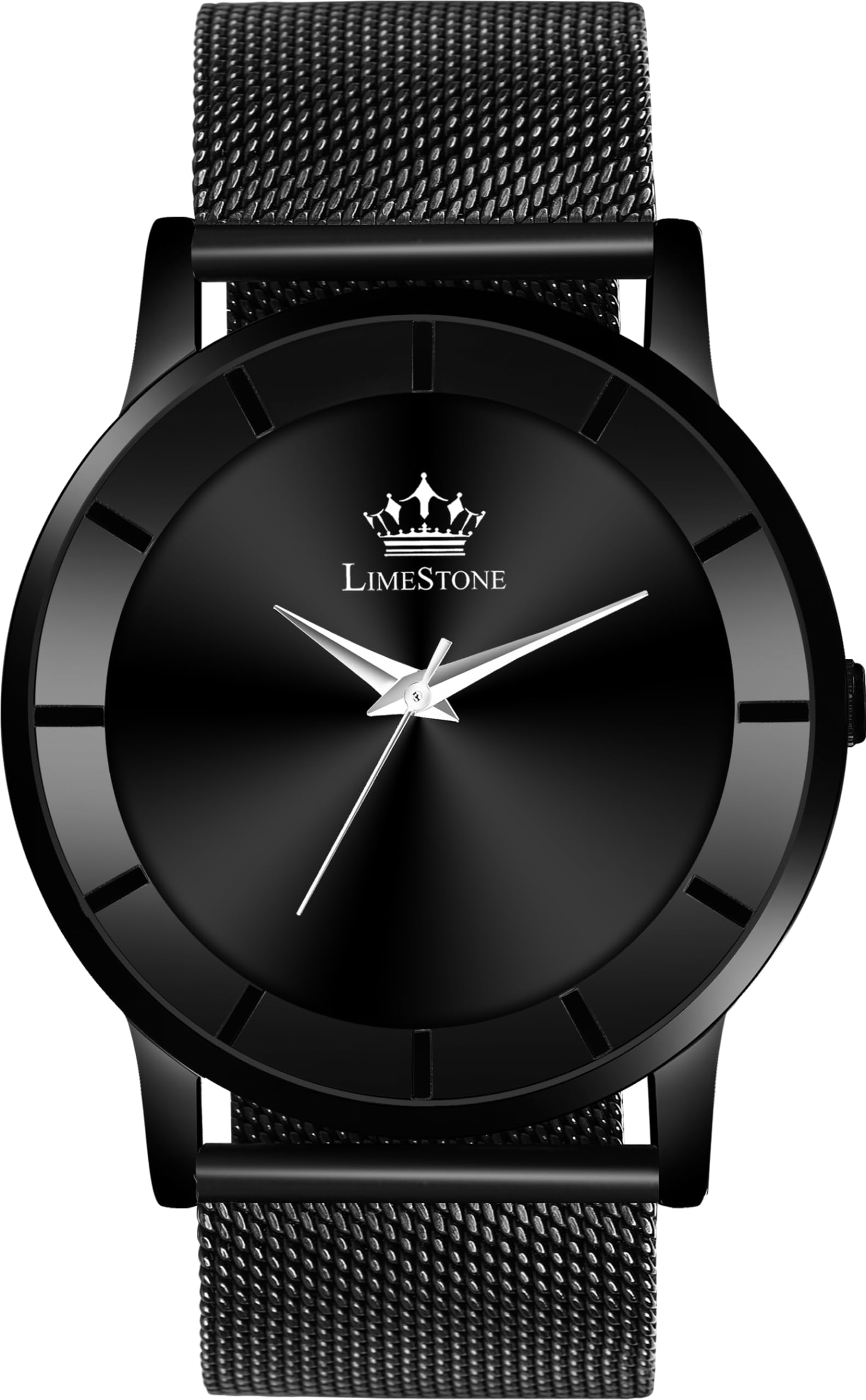 LIMESTONE Black Mesh Metal Strap Long Life Plated Slim Quartz Analog Watch - for Men (Full Black) (B0CXP9VJXV) Amazon Price History, Amazon Price Tracker