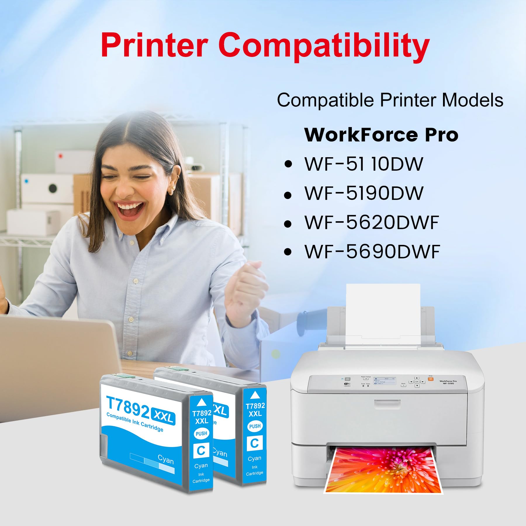T789 - Cartucce d'inchiostro compatibili per stampanti Workforce Pro WF-5620DWF WF-5690DWF WF-5110DW (confezione da 2)
