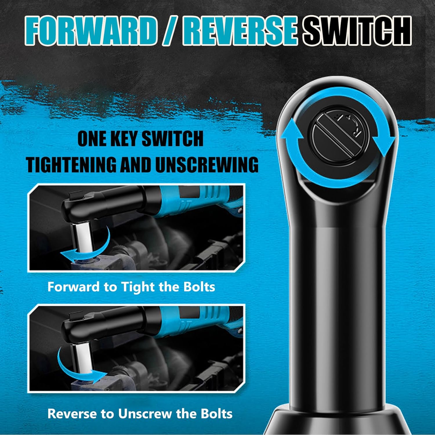iMeshbean Extended Cordless Ratchet Wrench Kit, 18V 59 ft-lbs (80 N.m) 550 RPM 3/8" Power Ratchet Wrench, 2pcs Lithium-Ion Batteries and 7pcs Sockets and Charger, Variable Speed Trigger (Blue)