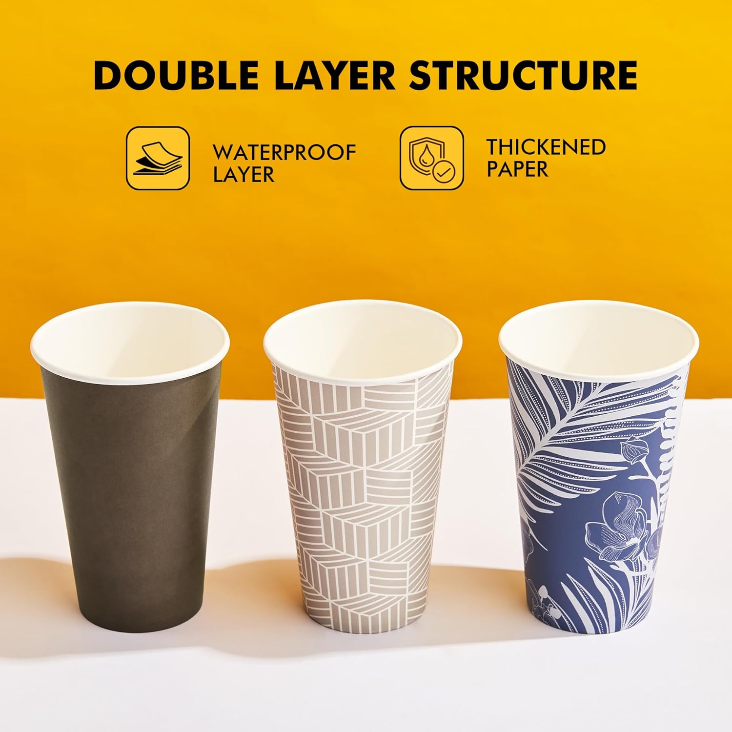 RACETOP 16 oz Disposable Coffee Cups with Lids 100 Pack, Grey Paper Coffee Cups with Lids, To Go Cup with Lid - Image 7