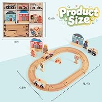 Vista 3 de Wooden Train Set for Toddler, Wooden Tracks fits Thomas, fits Brio, fits Chuggington, fits Melissa and Doug - Expandable, Changeable Train Toy for 3