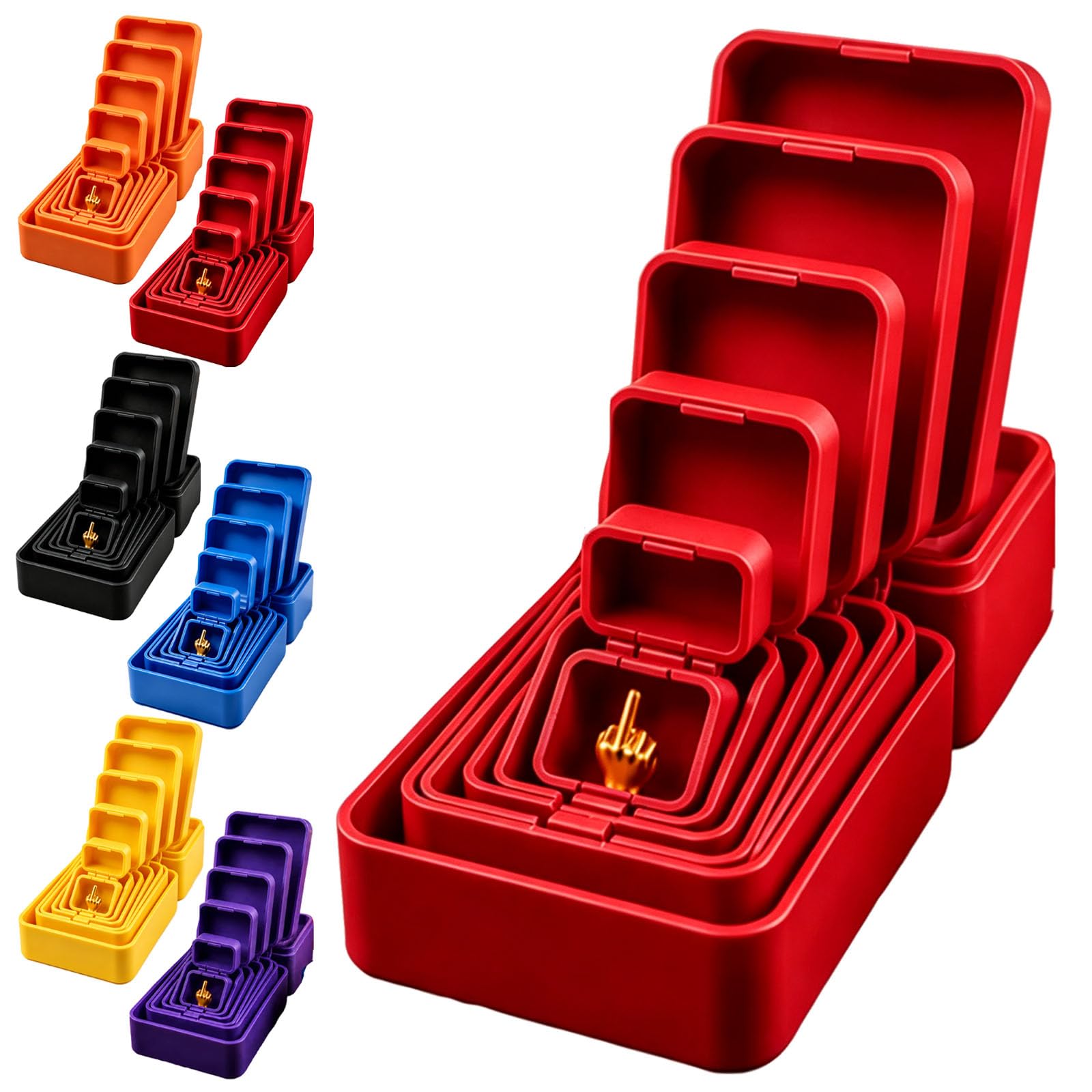 Multi-Layer Nesting Surprise Gift Box, 3D Printed Boxes Inside Boxes (Red)