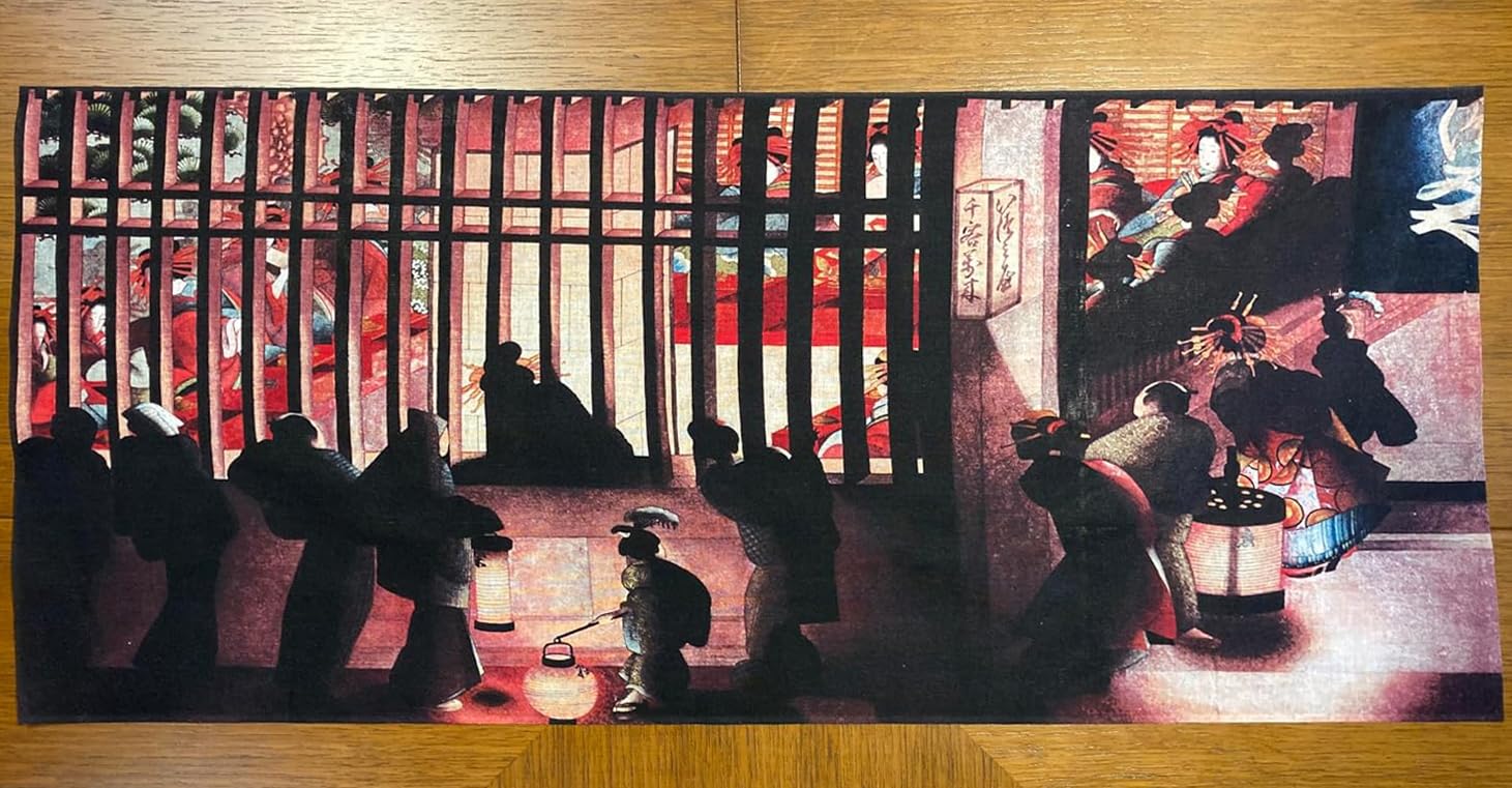 Amazon｜古今東西 浮世絵 手ぬぐい 葛飾応為 吉原格子先の図｜手ぬぐい