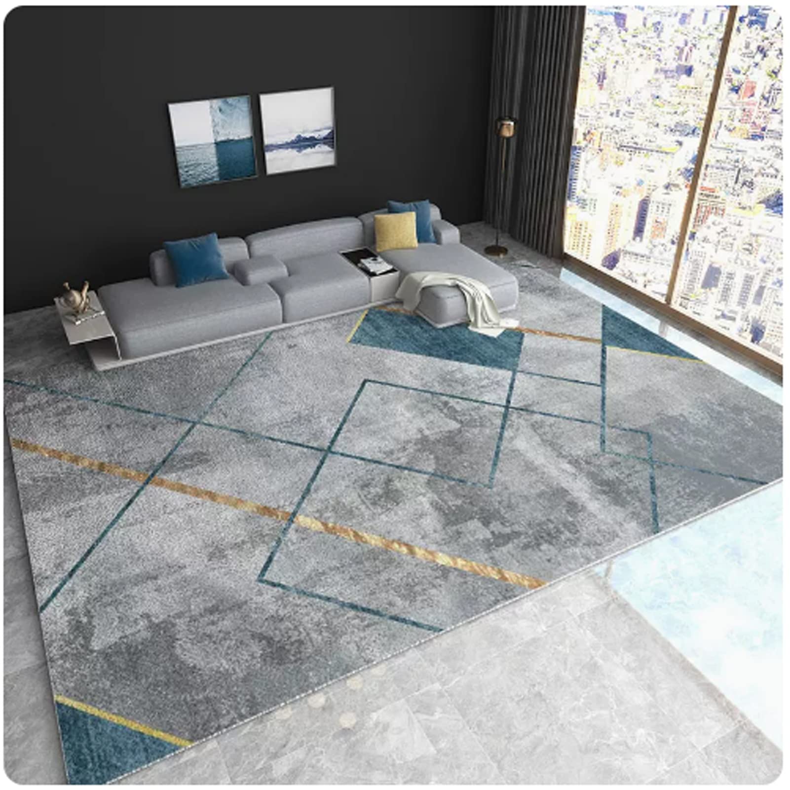 Tapis de salon facile à nettoyer et antidérapant pour canapé