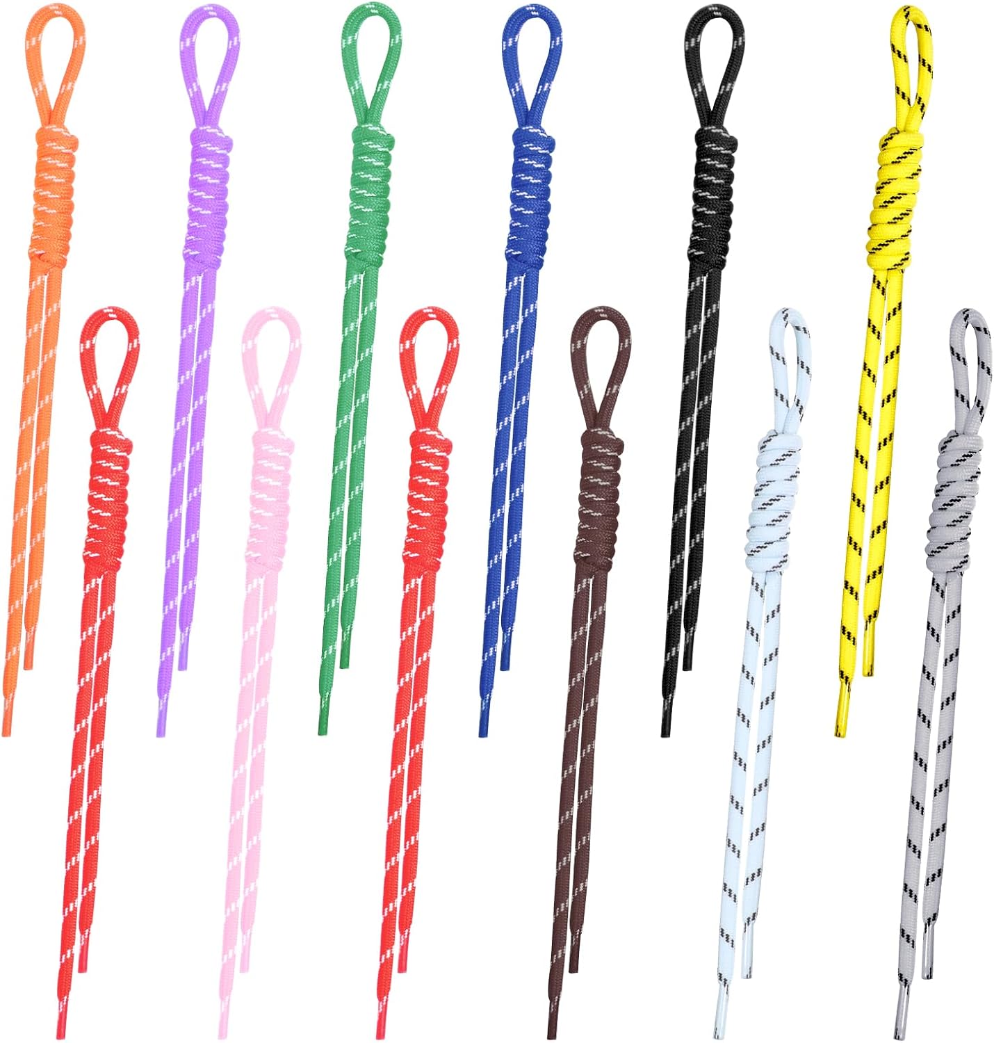 12 Pcs Paracord Keychain Bag Charms, Handwoven Braided Rope Lanyard
