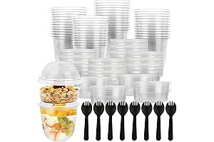 100 Pack Reusable Clear Yogurt Parfait Containers with Dome Lids
