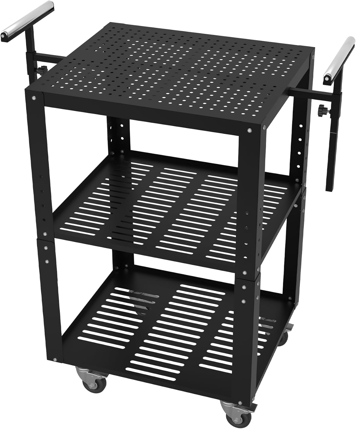 Planer Stand with Roller, 27.6" x 24" Tabletop, 31"- 44.7" Height Adjustable, 550 LBS Capacity Tool Stand with 4 Swivel Casters & Storage Space, for Most Planers, Saws, Bench-top Machines