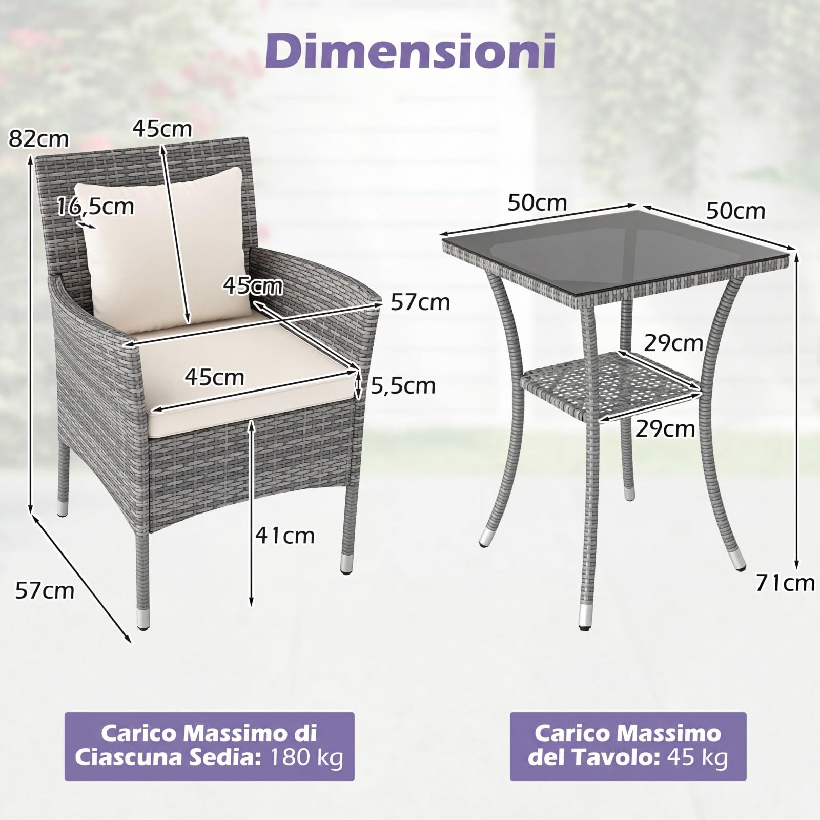 LIFEZEAL Salotto da Giardino in Rattan PE, Set 2 Divanetti con Cuscini Rimovibili e Tavolino in Vetro Temprato