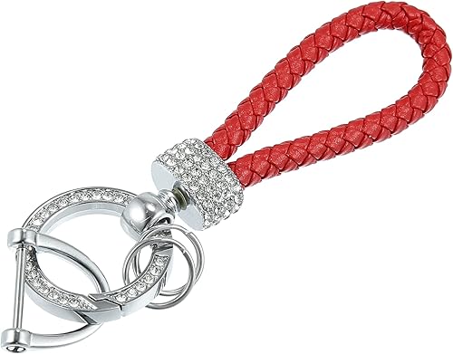 Miniatura 9 de X AUTOHAUX Juego de llaveros de llavero de coche para hombres y mujeres, de piel sintética, Negro