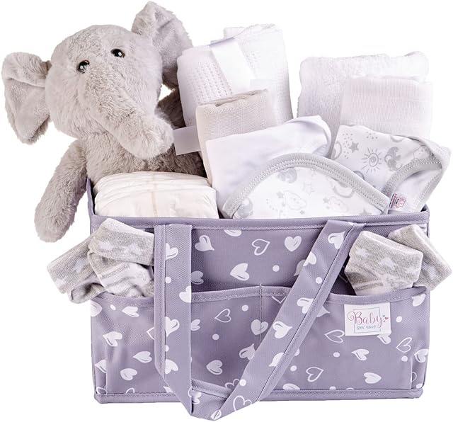 Newborn Baby Gifts Nappy Caddy Set  Washable Multi-Functional Grey Caddy Bag to Store and Organise Baby Essentials Like Nappies, Wipes, Cream, Toys, Bottles, Bottle Warmer, etc.
