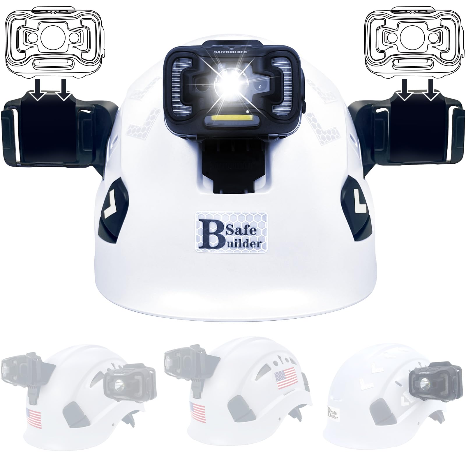 Lampe frontale SAFEBUILDER SHL01 pour casque éclairage mains libres chantier - 8