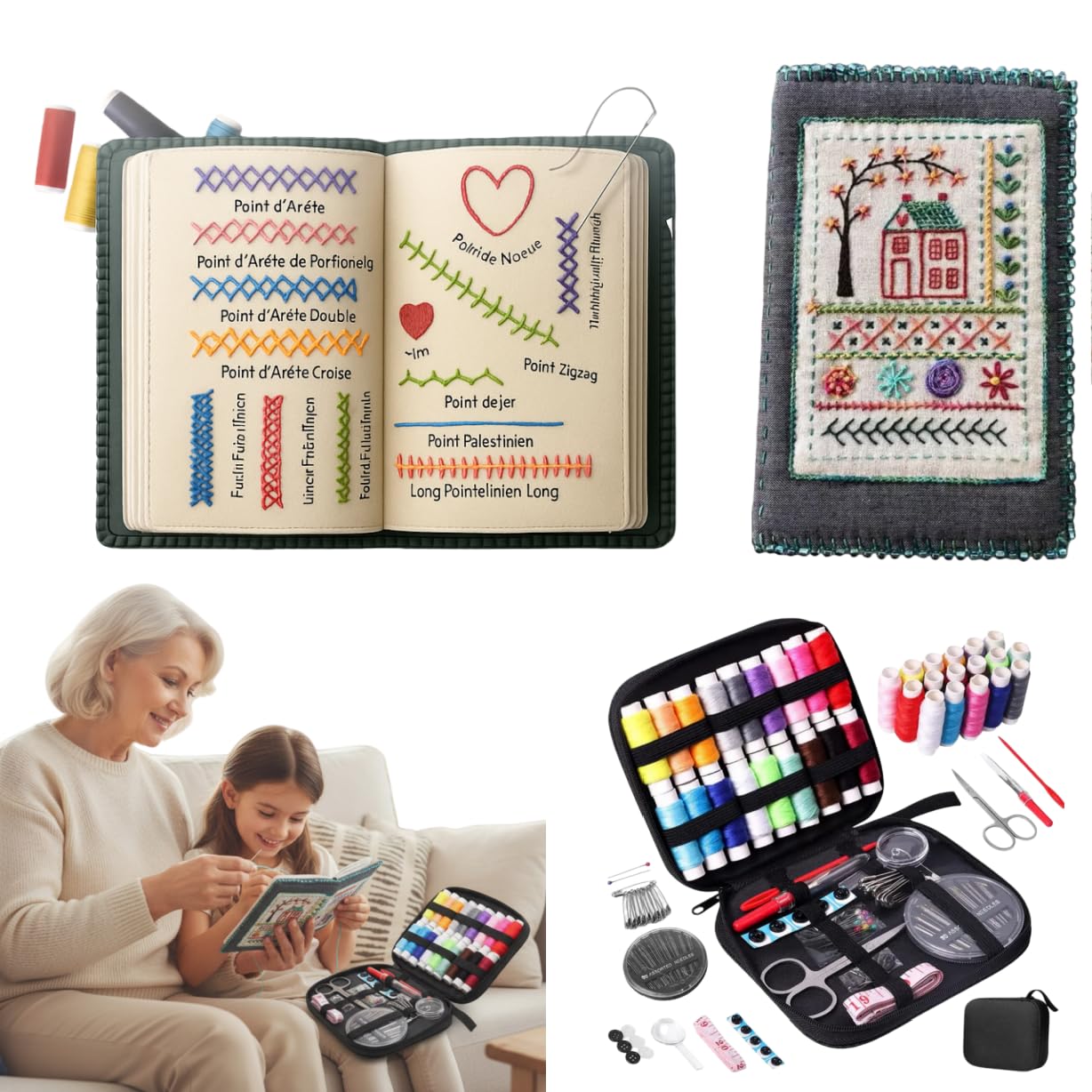 handstille The Little Stitch Library Von den ersten Stichen bis zu eigenen Kreationen，Stickbuch für Anfänger | DIY-Stickbuch-Set mit 86 verschiedenen Stichen und einer Vielzahl von Mustern