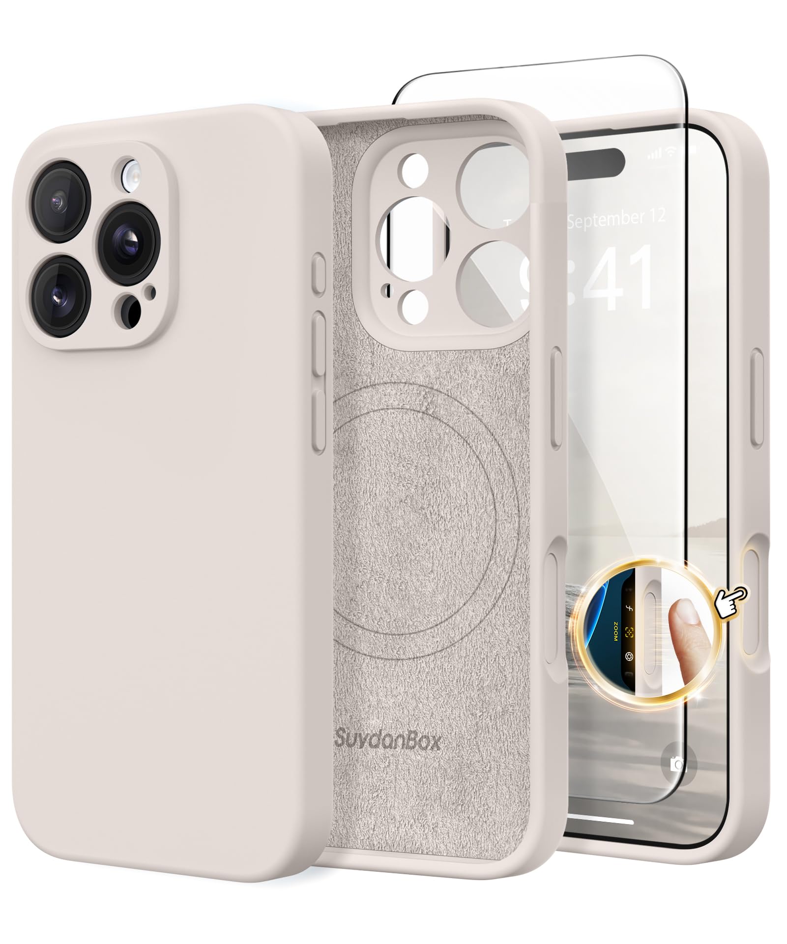 Magnetic for iPhone 16 Pro Case Silicone Stone