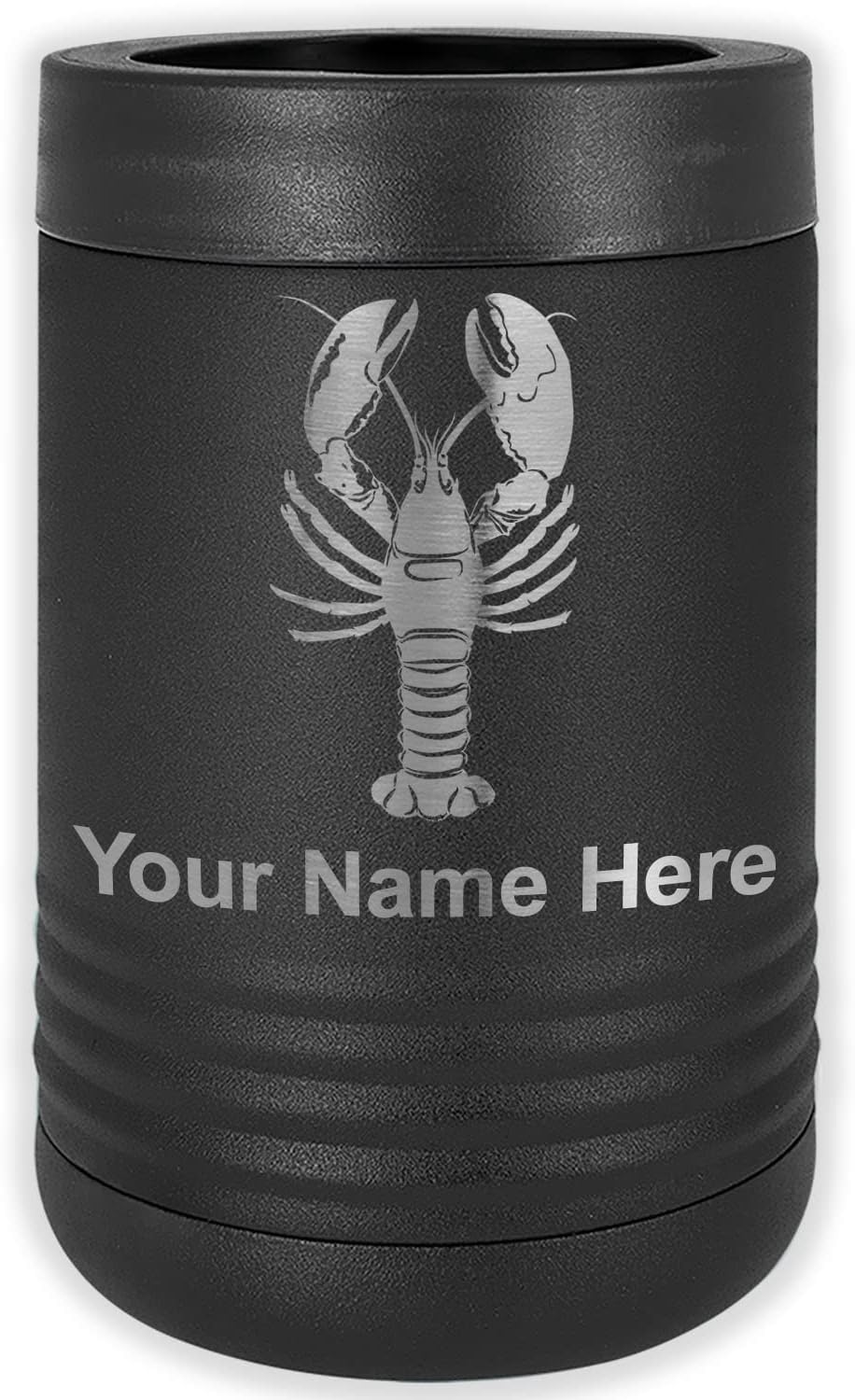 LaserGram Personalized 12 oz. Stainless Steel Can & Bottle Insulator, Lobster – Keeps Drinks Cold Longer (Dark Blue)