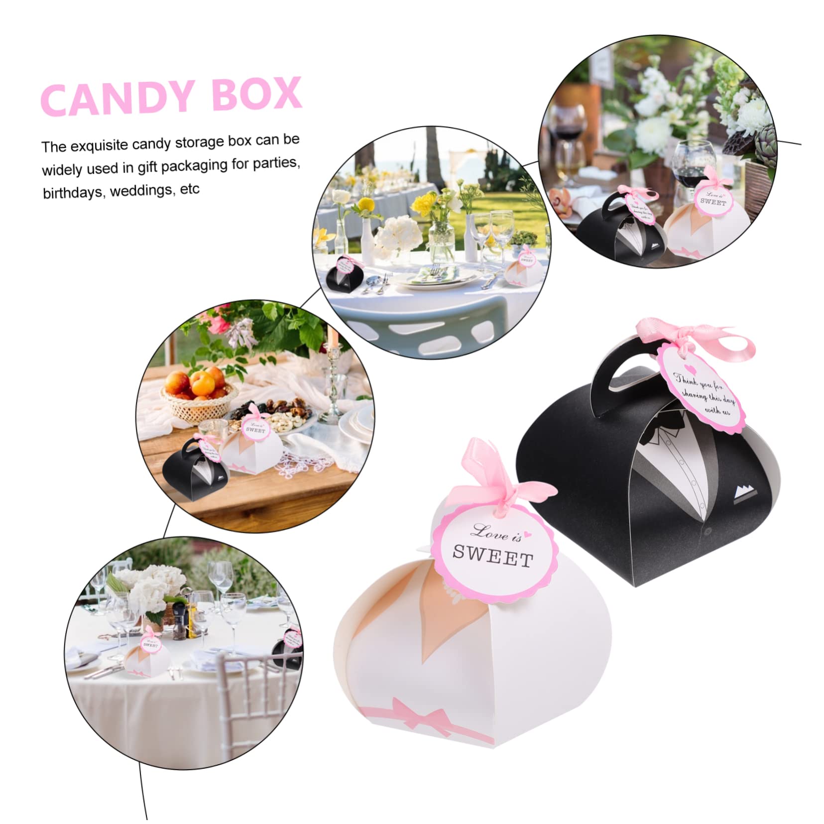 SHINEOFI Scatole Dolci Matrimonio in Carta, 100 Pezzi, Bianco e Nero