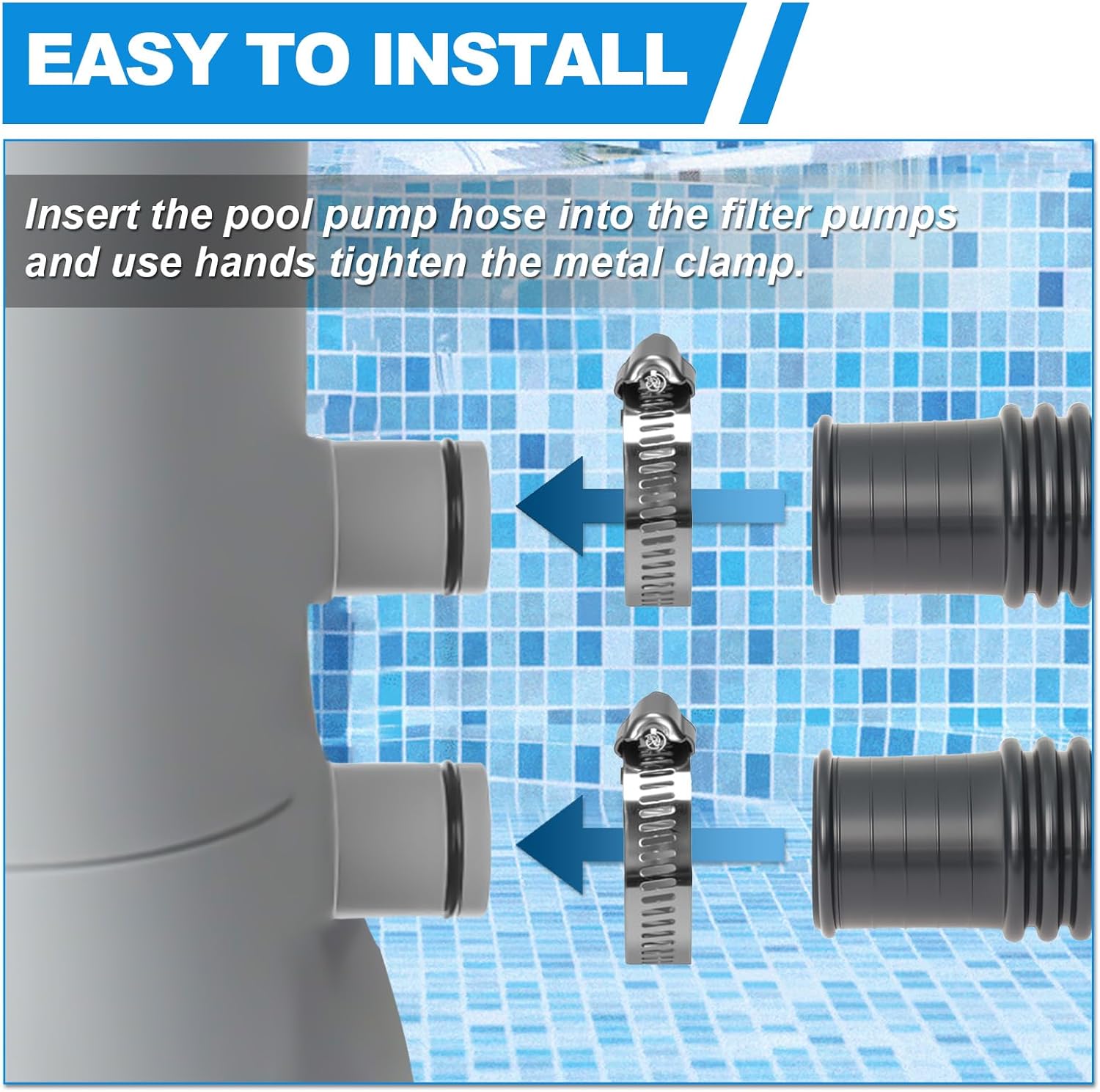 Swimming Pool Replacement Hose 1.25'' for Above Ground Pools compatible with Intex Models 300 GPH, 530 GPH, 800 GPH Pool Pump, 41'' Long, Pool Pump Replacement Hose (Black, 3 Set)