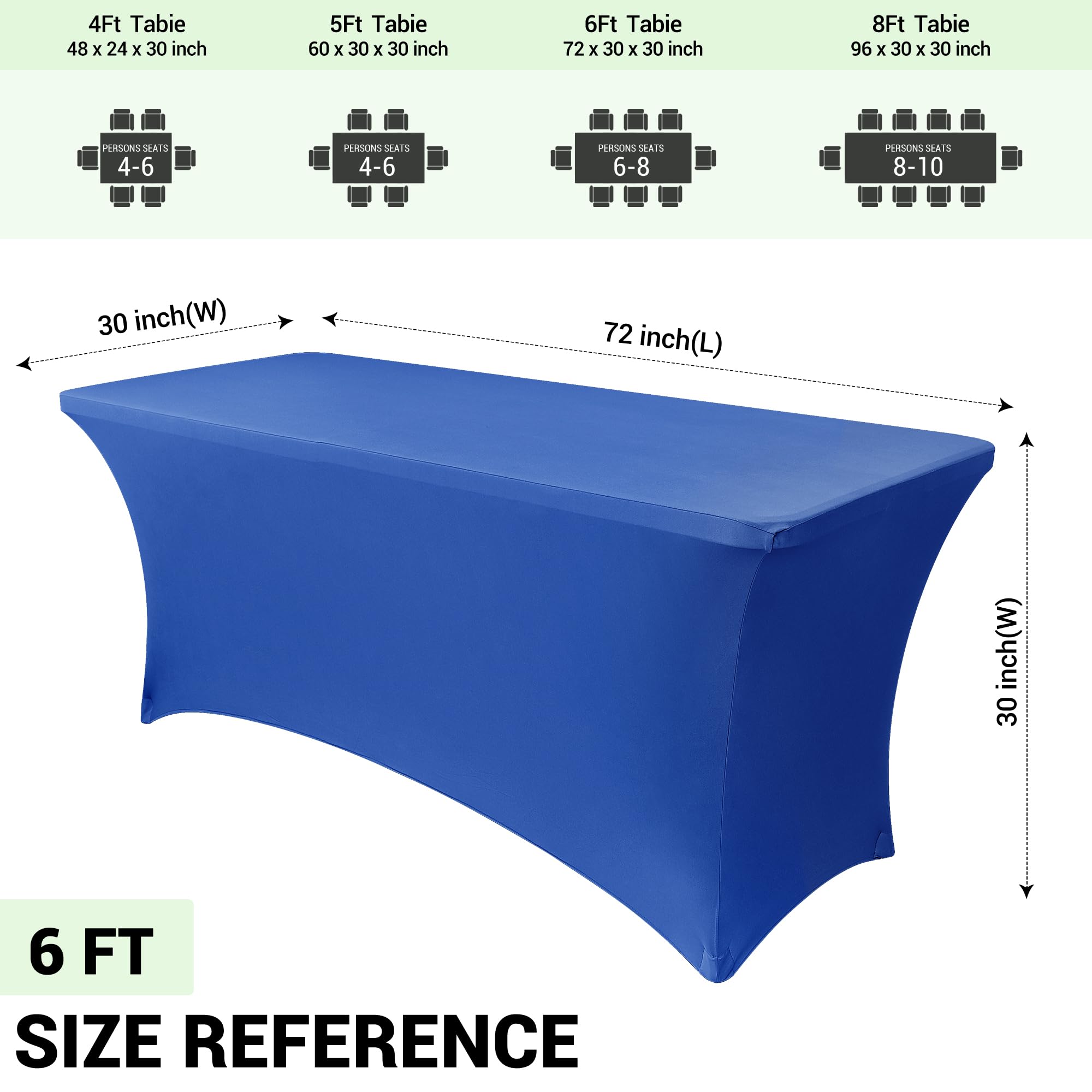Obstal Funda de Mesa Elástica de Spandex de 6 Pies para Mesas Plegables Estándar - Paquete de 2 Manteles Rectangulares Universales Ajustados Protectores para Bodas, Banquetes y Fiestas, 183L x 76W x