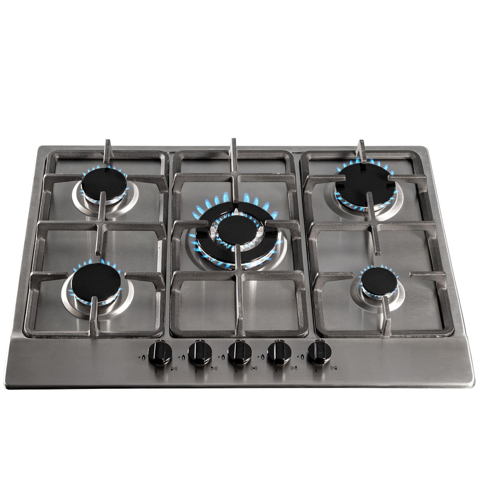 SIA 60cm DO111SS Stainless Steel Double Electric Fan Oven & 70cm SSG701SS 5 Burner Gas Hob With Cast Iron Pan Stands — view 3