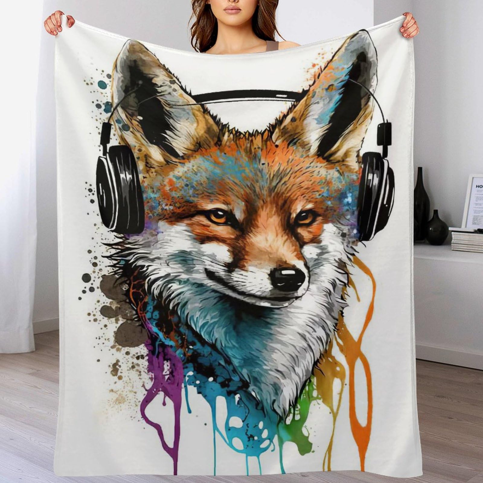 Couverture renard lavable pour éliminer le froid sur le canapé