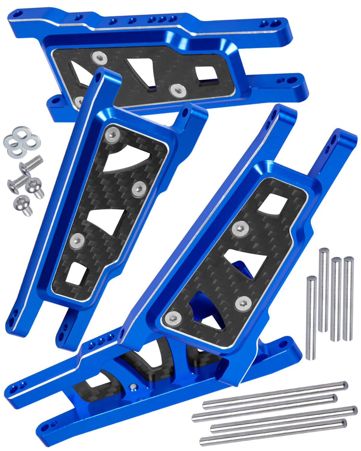 RCMYou Alloy Front Rear Suspension Arm Upgrades Part for 1/10 Slash 4x4 VXL/Rustler 4x4 VXL/Stampede 4x4 VXL/Hoss 4x4 VXL 4wd,4pcs A Arms Hops Up,Navy Blue (More Durable Arm)